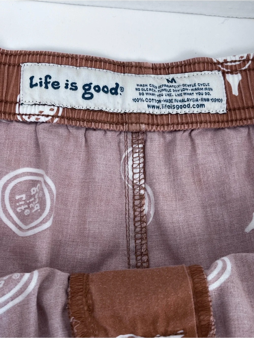 LIfe Is Good Men's Orange AOP Golf Pattern Lounge Pants Size M; Loungewear
